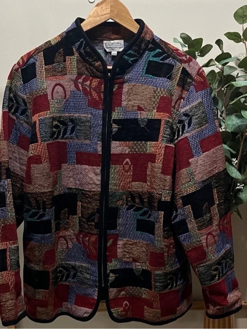 Multicolor Patchwork Zip-Front Shirt Jacket - Black & Red